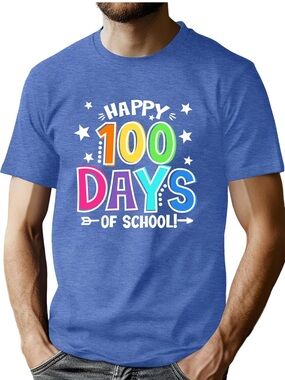 Happy 100 Days of School Rainbow Graphic Tee - Blue